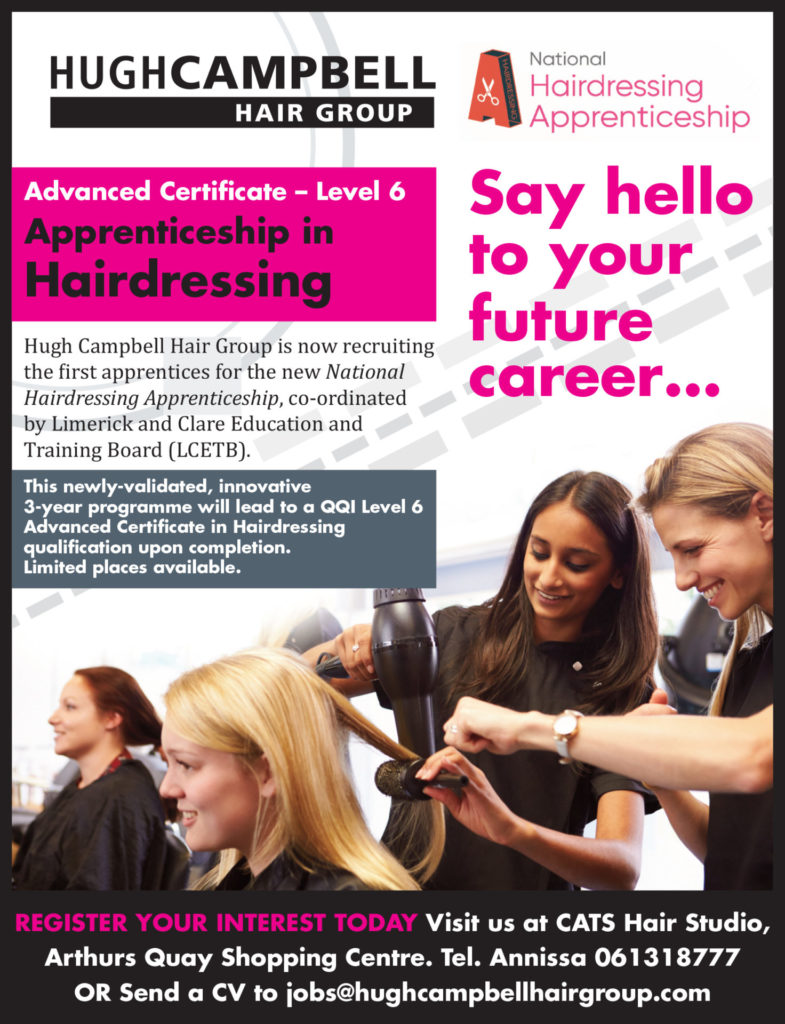 National Hairdressing Apprenticeships at top Limerick hair salon group