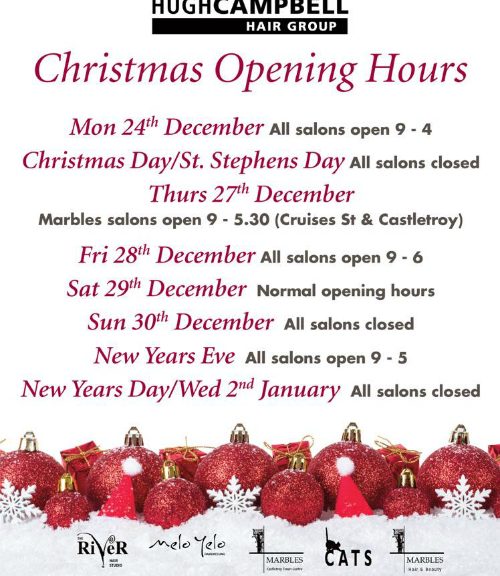 CHRISTMAS OPENING HOURS